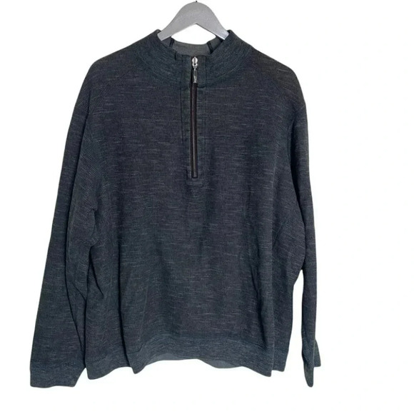 Tommy Bahama Flipshot XL/XXL gray/black reversible 1/4‎ zip mock neck sweatshirt - Picture 4 of 8